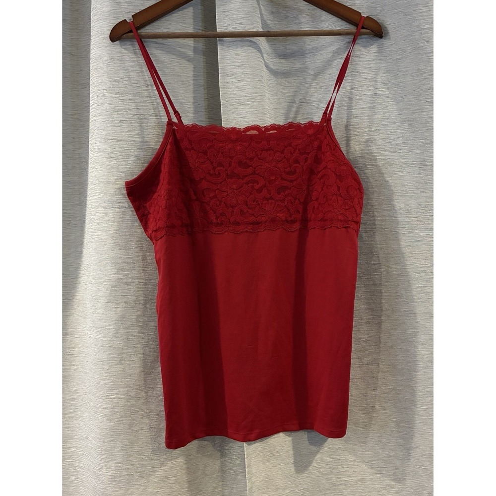 Boutique Essentials Red Lace Trim Camisole Tank Top Vintage Y2K Womens XL